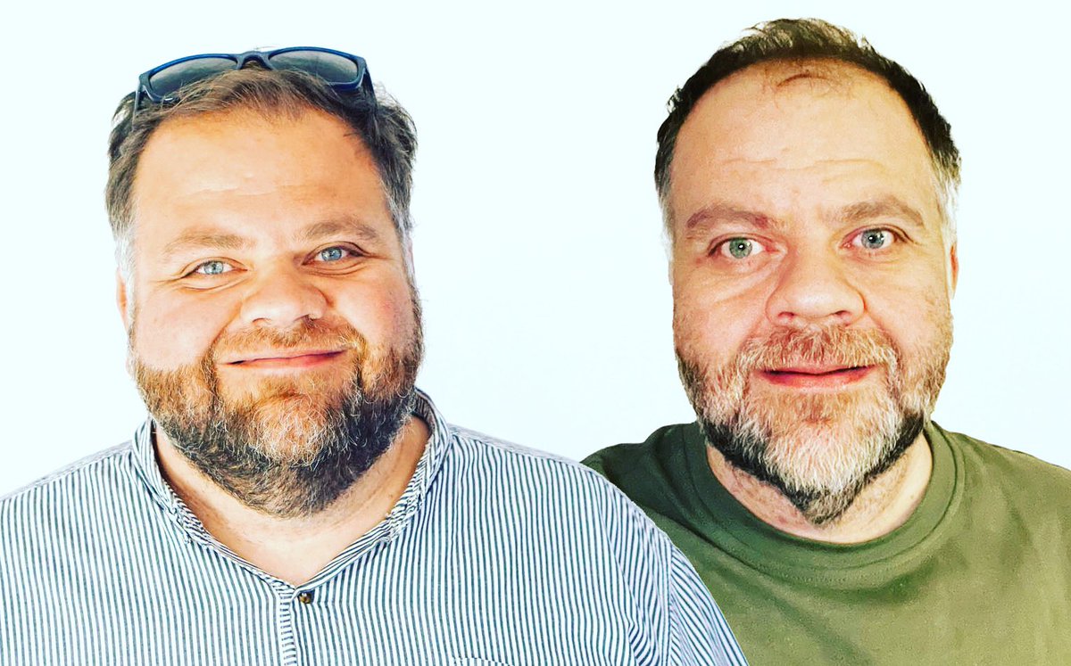 Found this photo today of me and my fat twin brother, he’s not as grey as me! 🤣😜