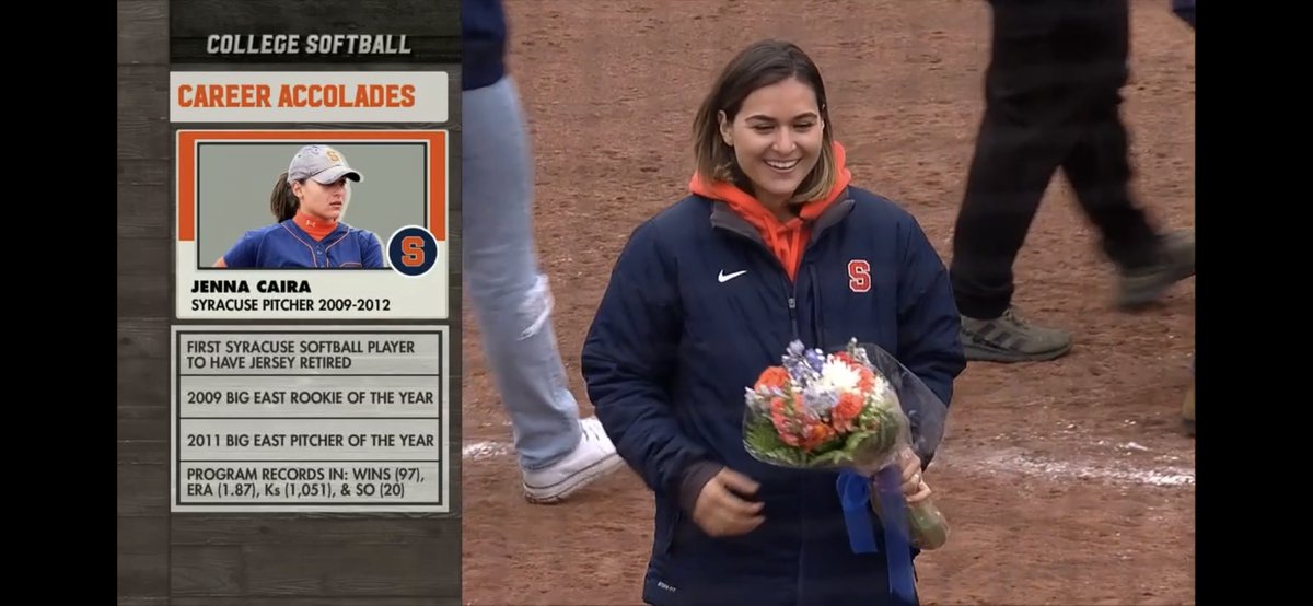 Huge shout out to @Jcaira29 for her jersey retirement today. What an amazing hono(u)r. Truly the best pitcher to put on the uniform for the @CuseSoftball Orange.