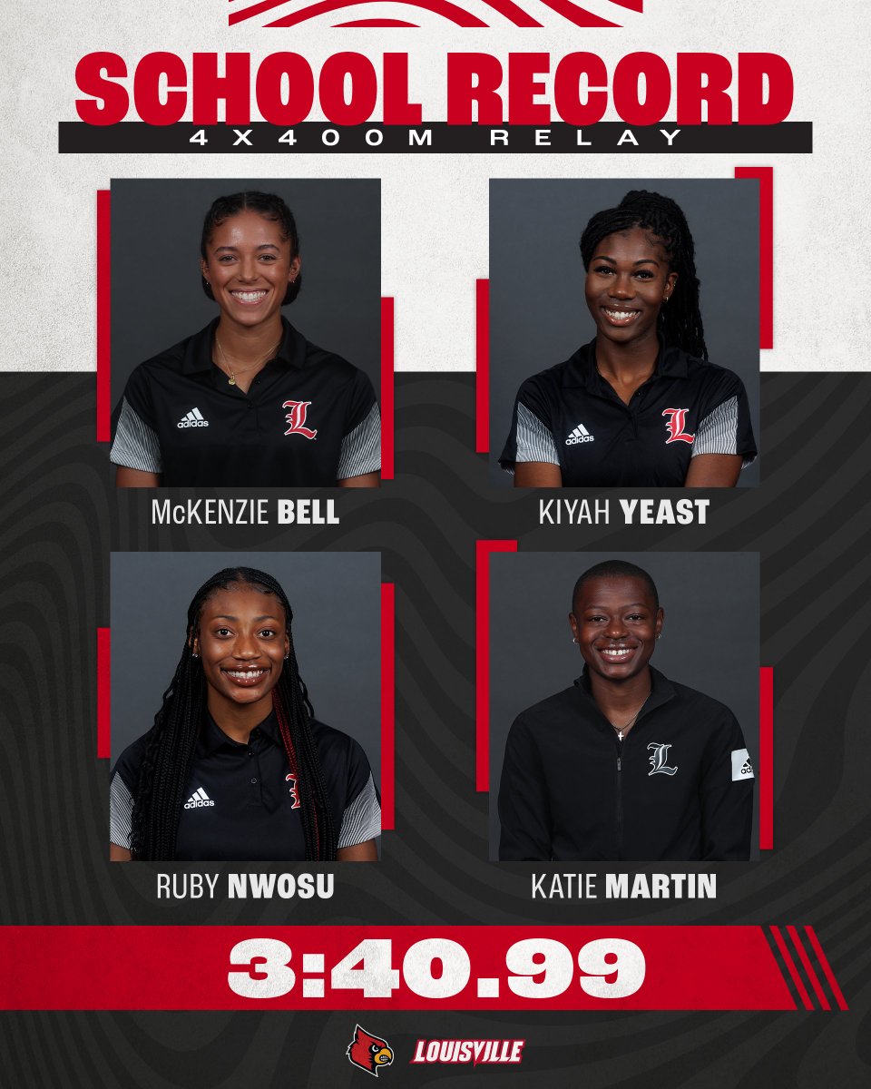 Another school record relay ‼️

McKenzie Bell, Kiyah Yeast, Ruby Nwosu &amp; Katie Martin turn in a program-best time to win the 4x400m relay!

#GoCards