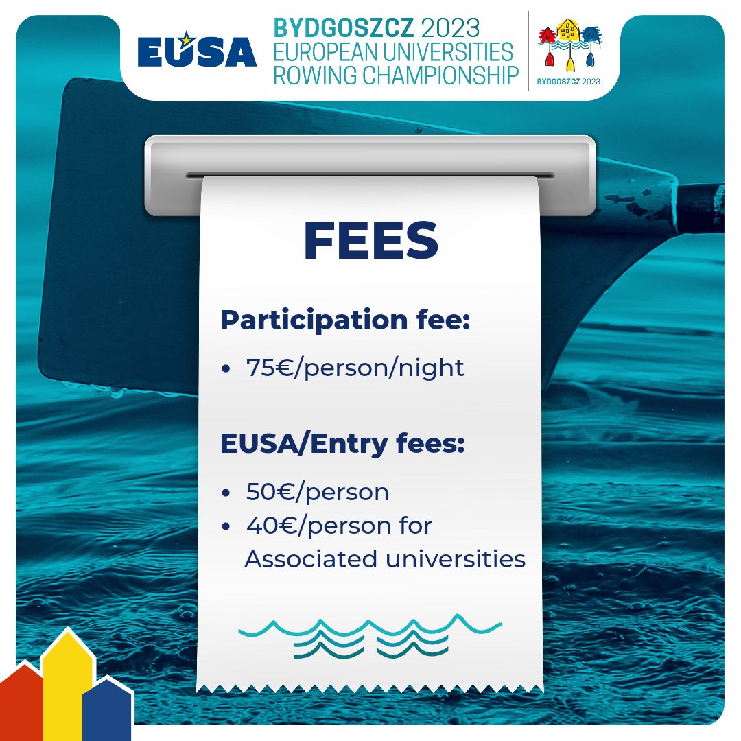 EUSA Rowing (@eusarowing) on Twitter photo 🔎Check out the championship fees👇🏻
#rowing #EUSARowing #EUSA #EUCRowing #Bydgoszcz 🔎Check out the championship fees👇🏻
#rowing #EUSARowing #EUSA #EUCRowing #Bydgoszcz