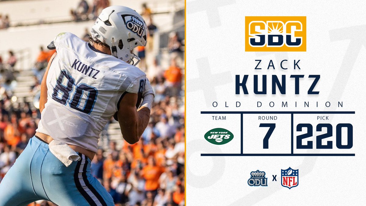 Sun Belt (@sunbelt) on Twitter photo ππππ ππ¨π‘π§π.
With the 220th pick in the 2023 <a href="/NFLDraft/">NFL Draft</a>, the <a href="/nyjets/">New York Jets</a> select <a href="/zackkuntz_717/">Zack Kuntz</a> from <a href="/ODUFootball/">ODU Football</a>. βοΈπ
<a href="/SunBeltFB/">Sun Belt Football</a> x #NFLDraft ππππ ππ¨π‘π§π.
With the 220th pick in the 2023 <a href="/NFLDraft/">NFL Draft</a>, the <a href="/nyjets/">New York Jets</a> select <a href="/zackkuntz_717/">Zack Kuntz</a> from <a href="/ODUFootball/">ODU Football</a>. βοΈπ
<a href="/SunBeltFB/">Sun Belt Football</a> x #NFLDraft