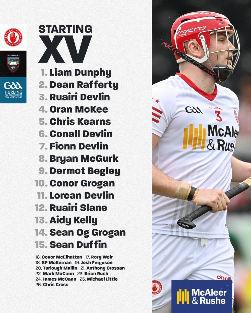 TyroneGAALive's tweet photo. Here's our Starting XV for tomorrow's Christy Ring Cup game against @sligogaa ⬇️

⏰  Throw-in at 2.00pm at Páirc Colmcille, Carrickmore. 

🎟  Tickets are available to purchase in-store and online 👉🏻  https://t.co/DHqzASPCki

Let's get out and show our support 💪🏻 https://t.co/IiVthT6bfl