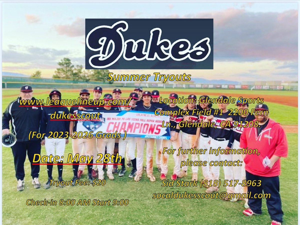 SoCal_Dukes's tweet photo. Sign up today for tryouts online https://t.co/0OHQFFcZUb come join the #dukesfamily https://t.co/6smxrymkdn