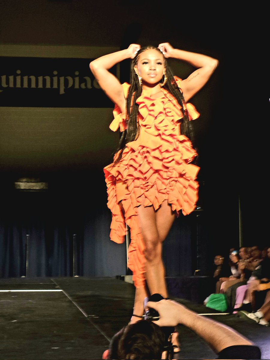 EvelynMDouglas's tweet photo. Made a run to CT to scoop up Reiven before she heads out to Los Angeles tomorrow. Enjoyed @qu_bsu 's fashion show! 🤩📸😎😊🥹 https://t.co/P0Pvi20eMm