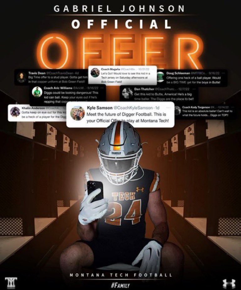 theoriginalg02's tweet photo. Another great call with the coaches @MonTechFootball  I would like to announce I have received on official offer to continue my athletic and academic career. Thank you so much @CoachKyleSamson https://t.co/ZAj6VDBUer