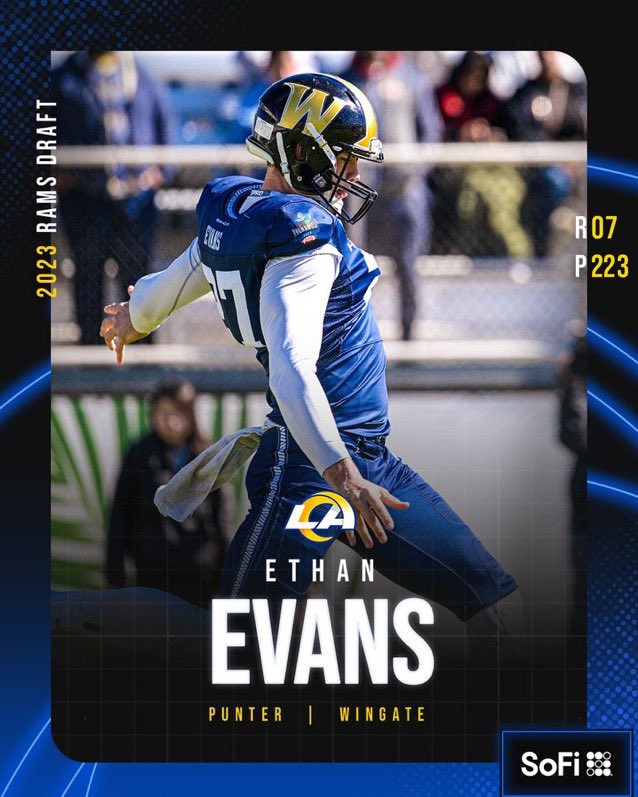 North Surry Football (@northsurryfb) on Twitter photo Congratulations to <a href="/NorthSurryFB/">North Surry Football</a> & <a href="/WingateFb/">Wingate Bulldogs Football</a> alum Ethan Evans on being selected by the <a href="/RamsNFL/">Los Angeles Rams</a> in the 2023 NFL Draft! We are proud of you <a href="/EthanEv01980980/">Ethan Evans</a>! #OAGAAG Congratulations to <a href="/NorthSurryFB/">North Surry Football</a> & <a href="/WingateFb/">Wingate Bulldogs Football</a> alum Ethan Evans on being selected by the <a href="/RamsNFL/">Los Angeles Rams</a> in the 2023 NFL Draft! We are proud of you <a href="/EthanEv01980980/">Ethan Evans</a>! #OAGAAG