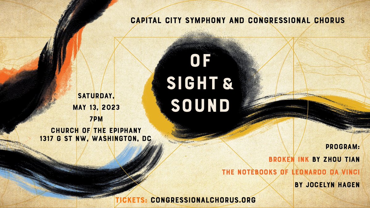 CongChorusDC's tweet photo. Making plans for May and want to try something new? Come hear the Congressional Chorus and Capital City Symphony perform “Of Sight &amp; Sound”, Saturday, May 13, 2023 at 7pm located at the Church of the Epiphany, 1317 G St. NW, Washington, DC. https://t.co/4BySL8hfSE https://t.co/kJTxRX7528