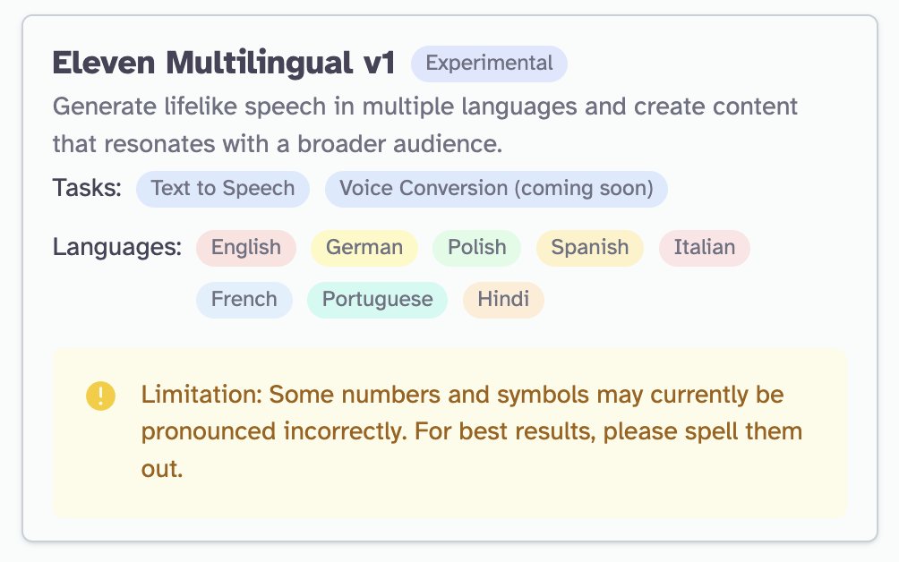 AiBreakfast's tweet photo. Your voice can now speak 8 languages.

Elevenlabs voice cloning is now multilingual. 

This will likely be integrated into Whatsapp in a matter of weeks. https://t.co/LTJY9iFu3i