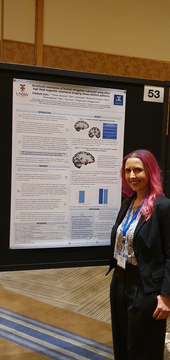 Sticking around for the last sesssion of #SOBP2023? Go check out the fantastic work by <a href="/ElizabethHaris/">Elizabeth Haris</a> presenting her PhD work on connectivity of the amygdala subnuclei. Tonight at 5pm. <a href="/SOBP/">Society of Biological Psychiatry</a> 
<a href="/UNSWScience/">UNSW Science</a> 
<a href="/BDCsydney/">Brain Dynamics Centre</a>
<a href="/WestmeadInst/">The Westmead Institute for Medical Research</a>
