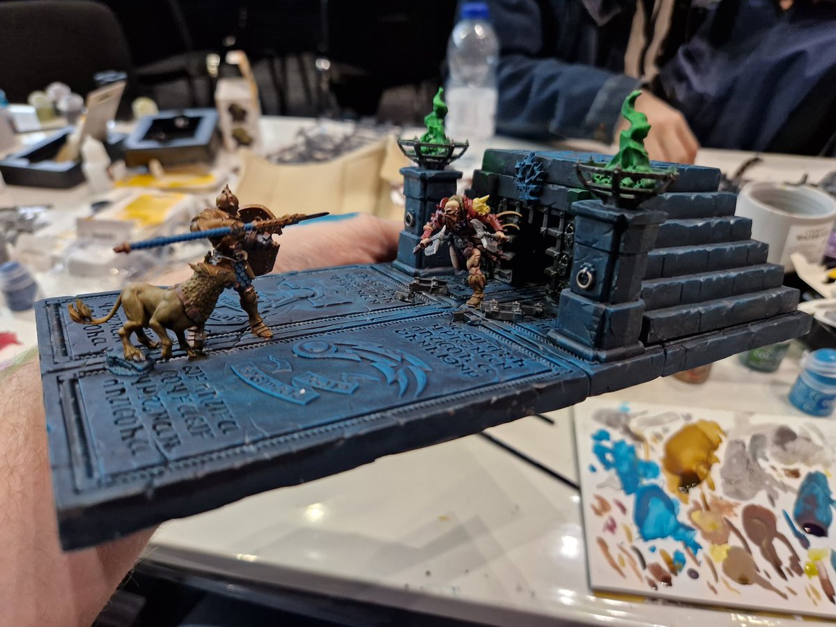 orcanaught's tweet photo. Had alot of fun taking part in the hobby challenge today. I've not done much dioramas but I was surprised how on the fly this was and that I cranked this out in 8 hours. It has got me inspired. 

#WarhammerFest https://t.co/fOGjjsHa77