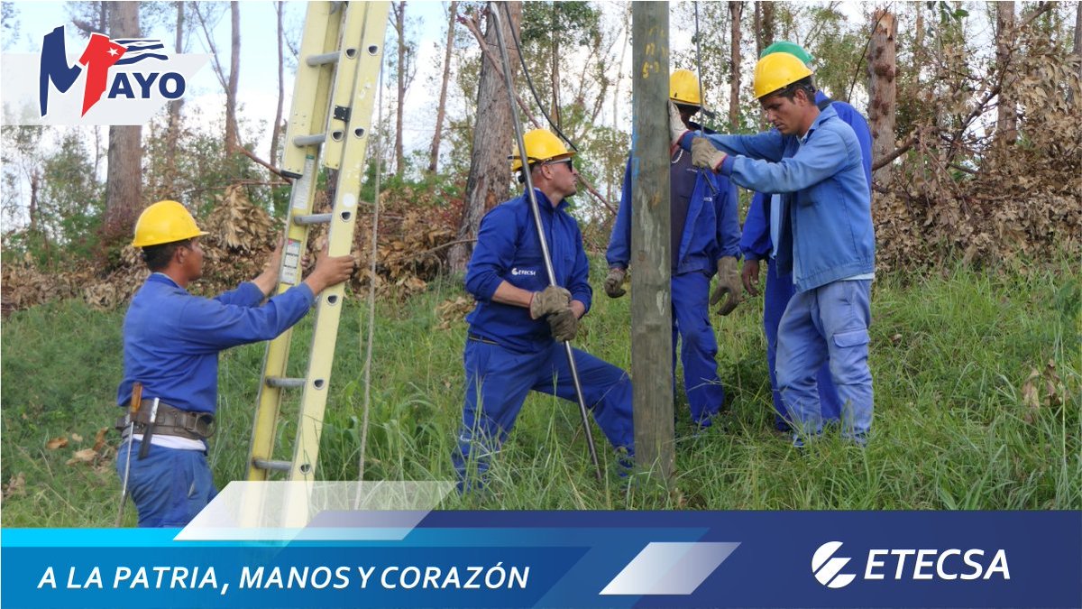 Este #1eroDeMayo ratificaremos la voluntad de los trabajadores de ETECSA de continuar esforzándonos y que unidos, trabajando en equipo, somos capaces de lograr grandes metas. #ALaPatriaManosYCorazón 
#EsteEsNuestroAzul