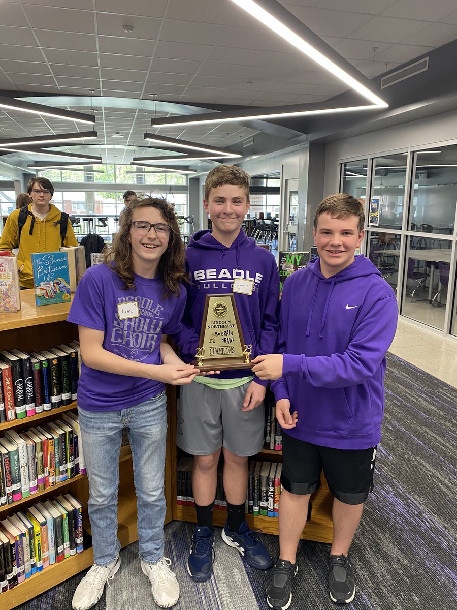 BMSHAL_Hahn's tweet photo. Congrats to this BMS Quiz Bowl Team for getting 1st place in the Lincoln Northeast MS Quiz Bowl Competition.  Great job Layne, Cooper and Sam!! @MPS_HAL @MPS_Beadle @BMSActivities https://t.co/VgmCzoHlsL