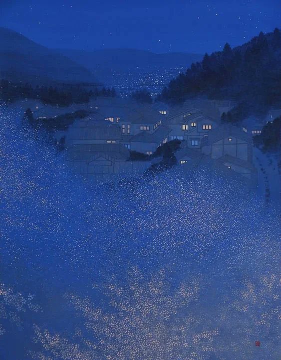 Blue paintings by Japanese Contemporary artist Kazu Saito