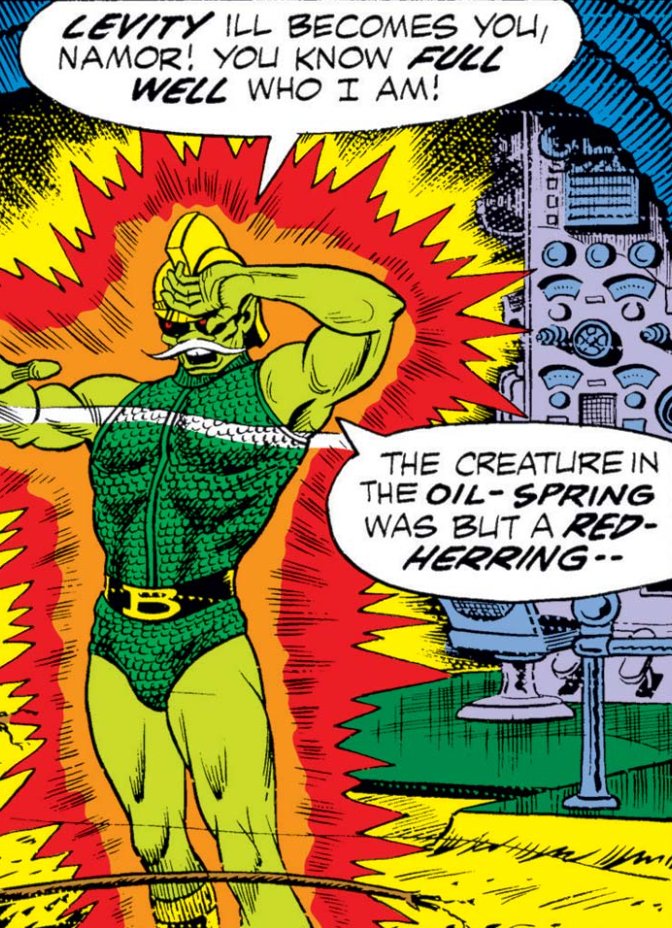 MarvelADay's tweet photo. #MarvelADay #SM50 Behind this villainous plot was Prince Byrrah all along. Yet another of Namor's many cousins, Mustachio-Man here believes the Atlantean throne should be his. - crs https://t.co/5DCeZGGxWX