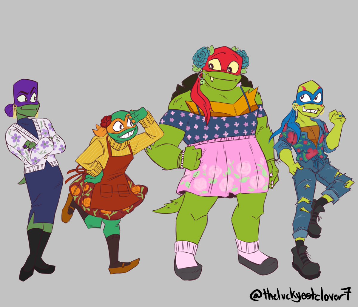 luckyest_clover's tweet photo. finally got around to finishing my tmnt outfit sketches
#tmnt #rottmnt #riseofthetmnt #rise #teenagemutantninjaturtles #donnie #donatellohamato #mikey #michelangelohamato #raph #raphaelhamato #leo #leonardohamato https://t.co/bZMTV8DYJY