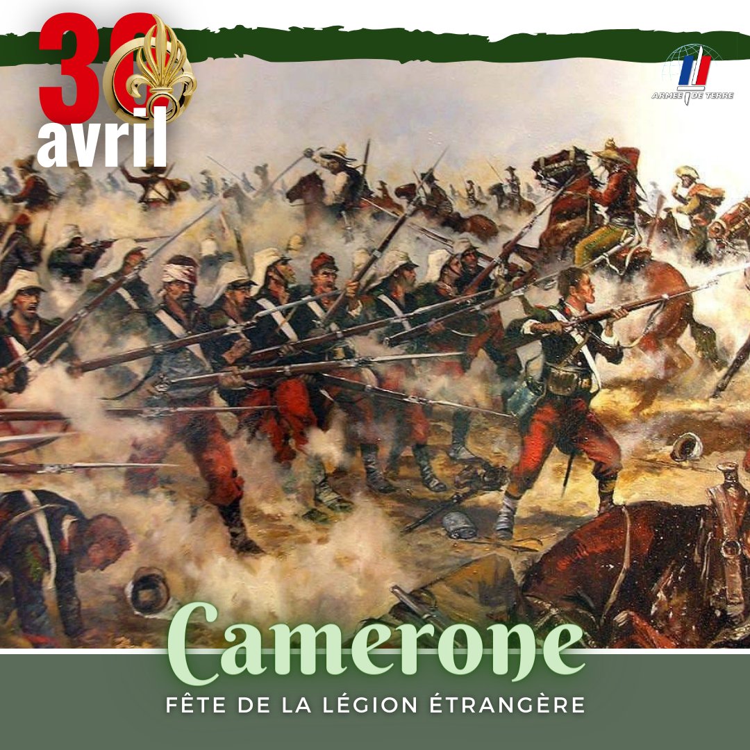 armeedeTerre's tweet photo. "Le 30 avril 1863, la vie plutôt que le courage abandonna ces soldats..."

Bonne fête à la @LegionEtrangere qui commémore le combat de Camerone, incarnation encore aujourd'hui des valeurs portées par les légionnaires, au service de la France 🫡
#TradisMilis #Histoire2Terre https://t.co/oL7p3esdgw