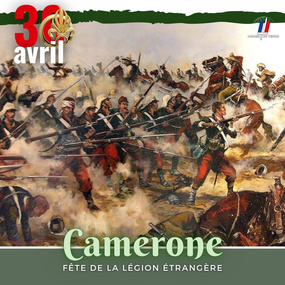 'Le 30 avril 1863, la vie plutôt que le courage abandonna ces soldats...' Bonne fête à la @LegionEtrangere qui commémore le combat de Camerone, incarnation encore aujourd'hui des valeurs portées par les légionnaires, au service de la France 🫡 #TradisMilis #Histoire2Terre