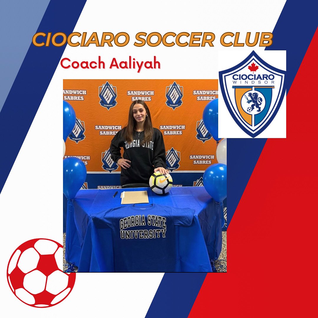 🚨COACH  ALERT🚨 

Coach Aaliyah is one of our female coaches. This is her second season coaching at Ciociaro House League.

Aaliyah currently plays semi-pro soccer for league 1 Ontario, she is starting her freshman year at Georgia State, and winner of 2023 female soccer WEPSY