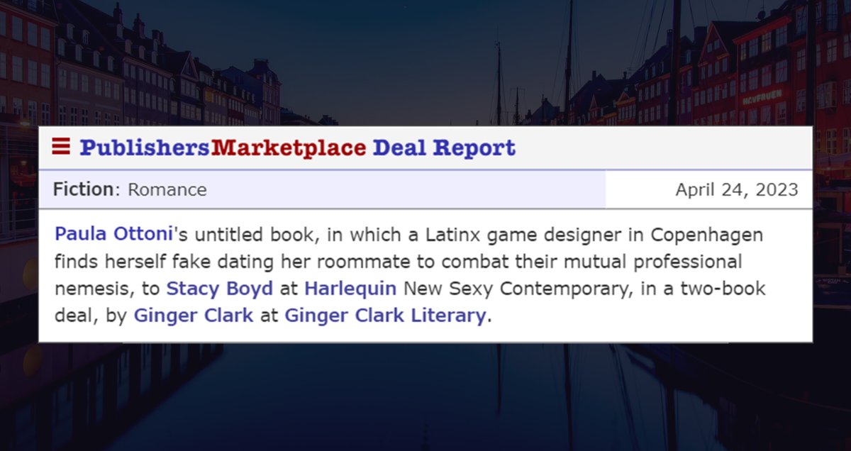 I'm getting published by @HarlequinBooks ! I can't wait to see my 🇧🇷🇩🇰 romcom on the shelves! A huge thanks to my agent @ClarkLiterary and my editor @Stacy_Boyd , who found me on #DVPit and made all of this possible! #WritingCommunity #LatinxinPub #bookdeal