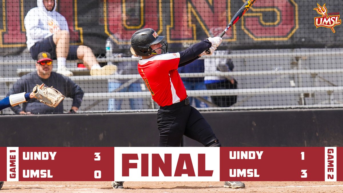 .@UMSLSoftball splits with No. 6 UIndy on Saturday and clinches a spot in the #GLVCsb Tournament. Tritons hit 3 solo home runs in game 2 #FeartheFork🔱#tritesup🔱