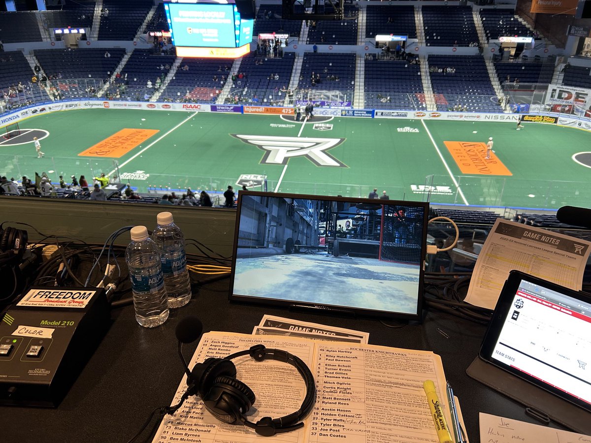 McDanielsSports's tweet image. Regular season finale in RocVegas as the ⁦@RocKnighthawks⁩ host the ⁦@NLLwings⁩ at 7 pm on ⁦@ESPNPlus⁩, ⁦@TSN_Sports⁩ +, ⁦@CWRochester⁩, and ⁦@cwphilly⁩ with me, ⁦@Craigryb⁩, and ⁦@GriffinDP_⁩ . @nll #MarchtoMay