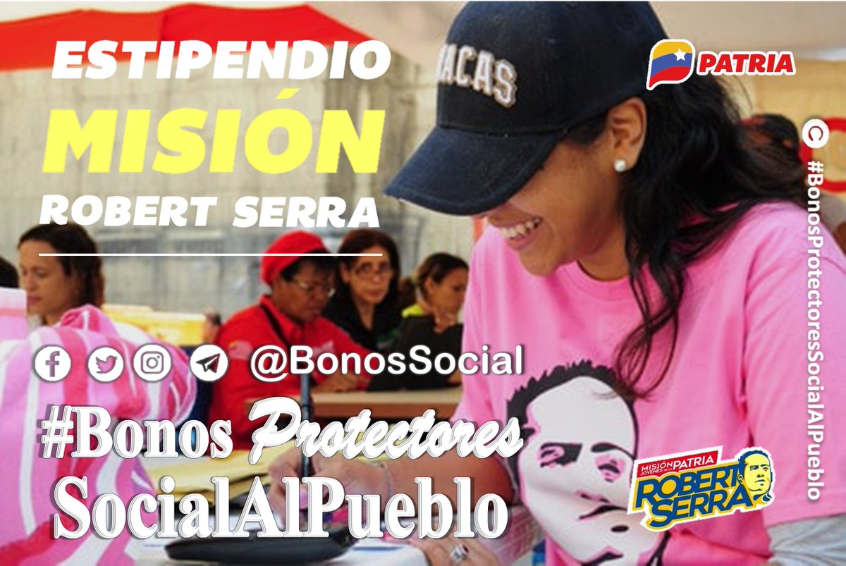 BonosSocial's tweet photo. 📝 #TOMANOTA: El día #10Abr a través del Sistema @CarnetDLaPatria fue acreditado el pago del Estipendio de la #MisiónRobertSerra (abril 2023) enviado por nuestro Pdte. @NicolasMaduro.

✅ Monto en Bs. 135,00

@BonosSocial 
#ALBAUniónDeportiva https://t.co/3WBeTDbYfA