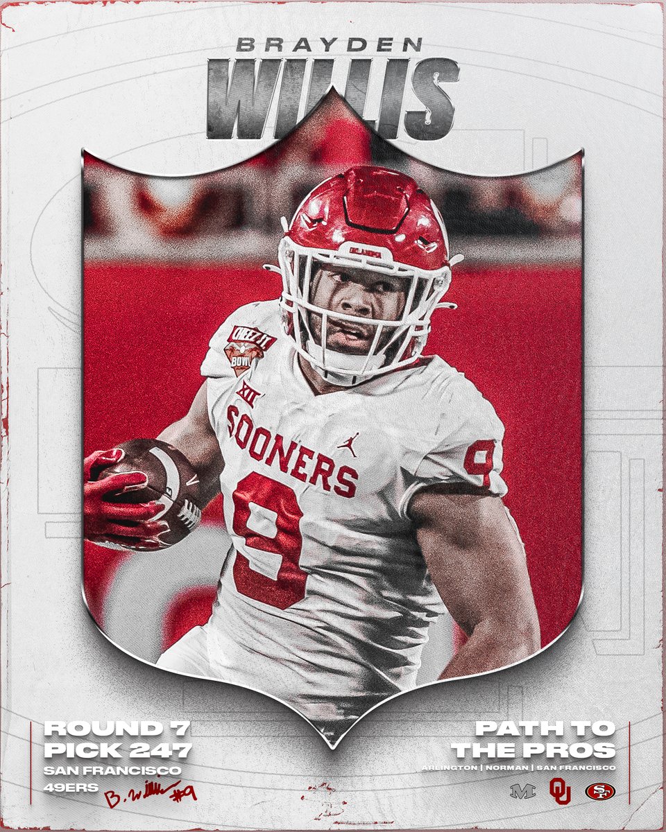 Round 7 | Pick 247 @Bwillis_11 ➡️ @49ers #OUDNA | #NFLDraft