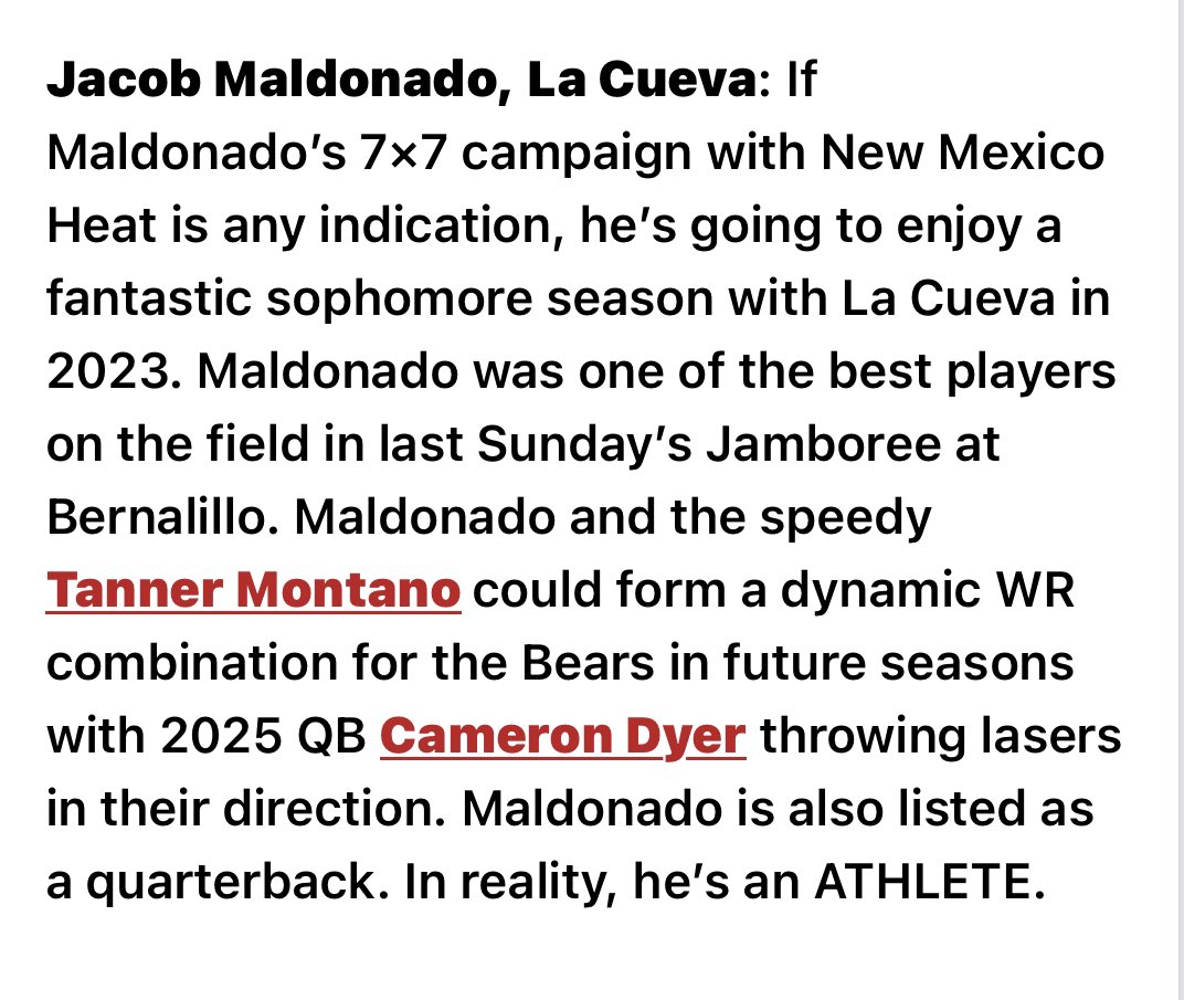 jakemaldonado08's tweet photo. Thank you @PrepRedzoneNM for the article! @_coachE @nmheat_7v7 @IBthecoach @tannermontano7 @camdyer7 https://t.co/JCUSIHopZY