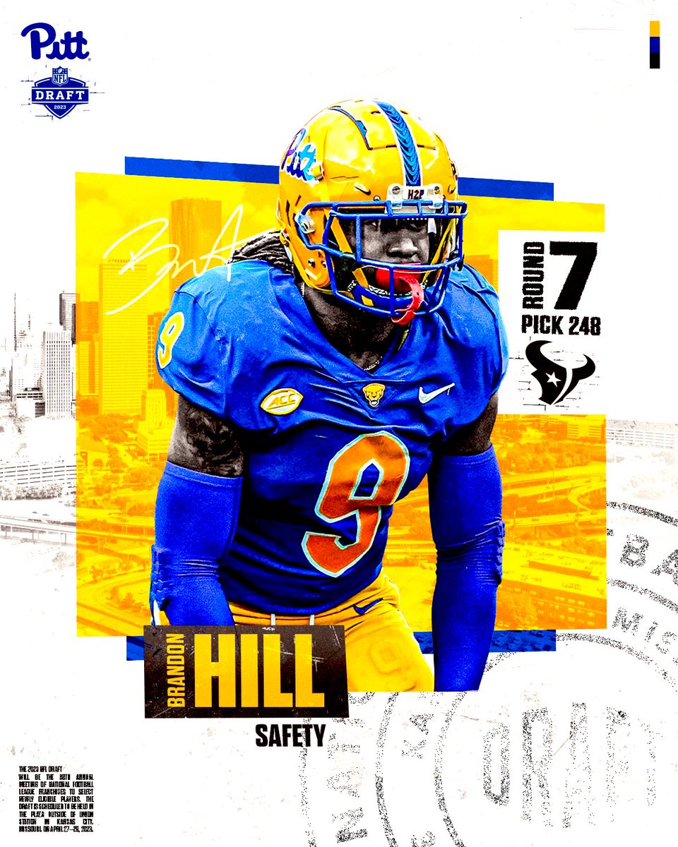 THE PICK IS IN‼️ @brandonhill_6 to the @HoustonTexans!!! Great pick!!! #H2P 🟦🟨⬜️🟥