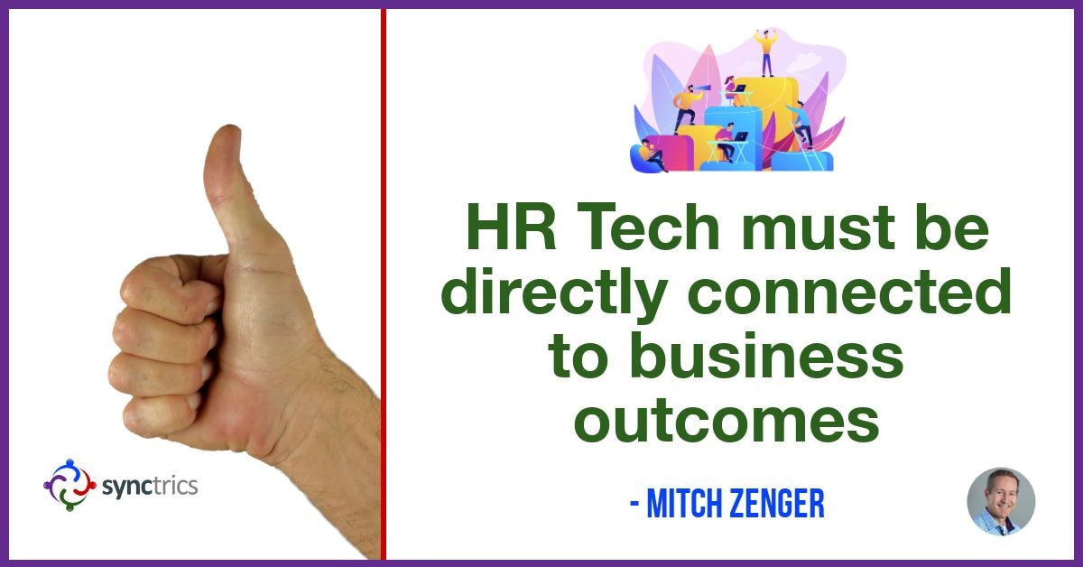 Why is it so hard to connect People Analytics data to business outcomes??
We need better HR Tech that connects behavior models and performance models together!
<a href="/mitchzenger/">Mitch Zenger</a> <a href="/synctrics/">Synctrics - Optimizing Team Success</a> go.synctrics.com/synctrics
 #PeopleAnalytics #Metaverse #FutureOfWork #Teamwork #Jobs #Diversity