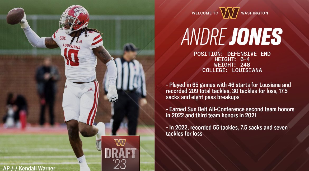 Washington Commanders PR on Twitter "More on Andre Jones"