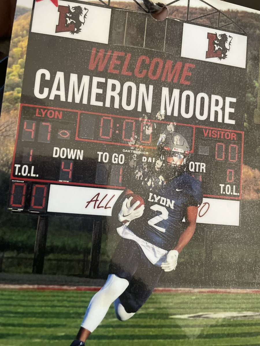 CameronMooreee's tweet image. Thanks for having me Lyon❤️ @_Lyon_Football @LyonHBC @shawfootball1 @DC_Sports_706 @CoachPcock @CoachGarner43