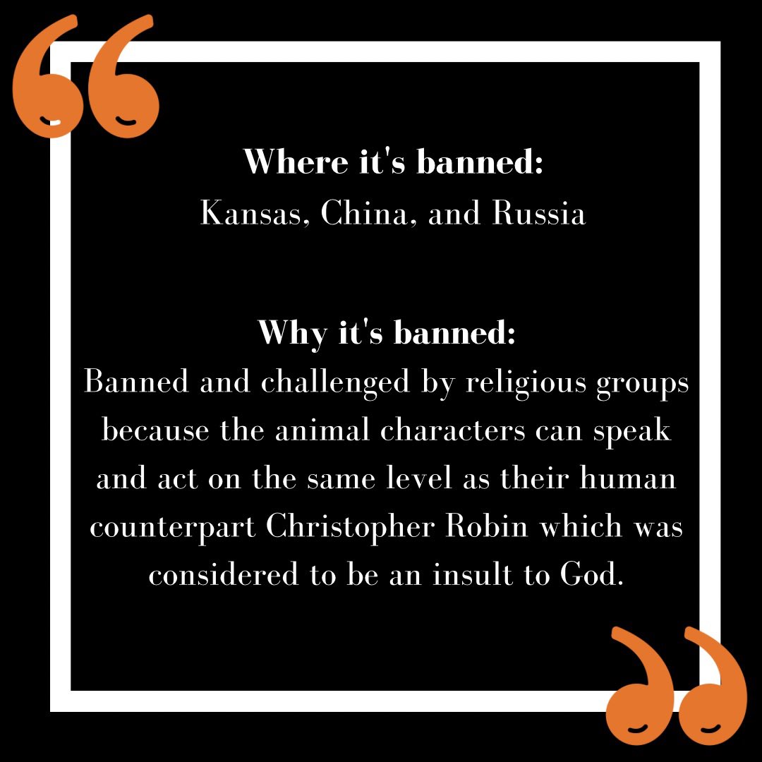 Legislatures around the country are banning or challenging books based on their content. Every week we will be highlighting and recommending one of these books. This week’s pick is Winnie-the-Pooh by A.A Milne. 

#downtownbethlehem #moravianuniversity #bannedbooks