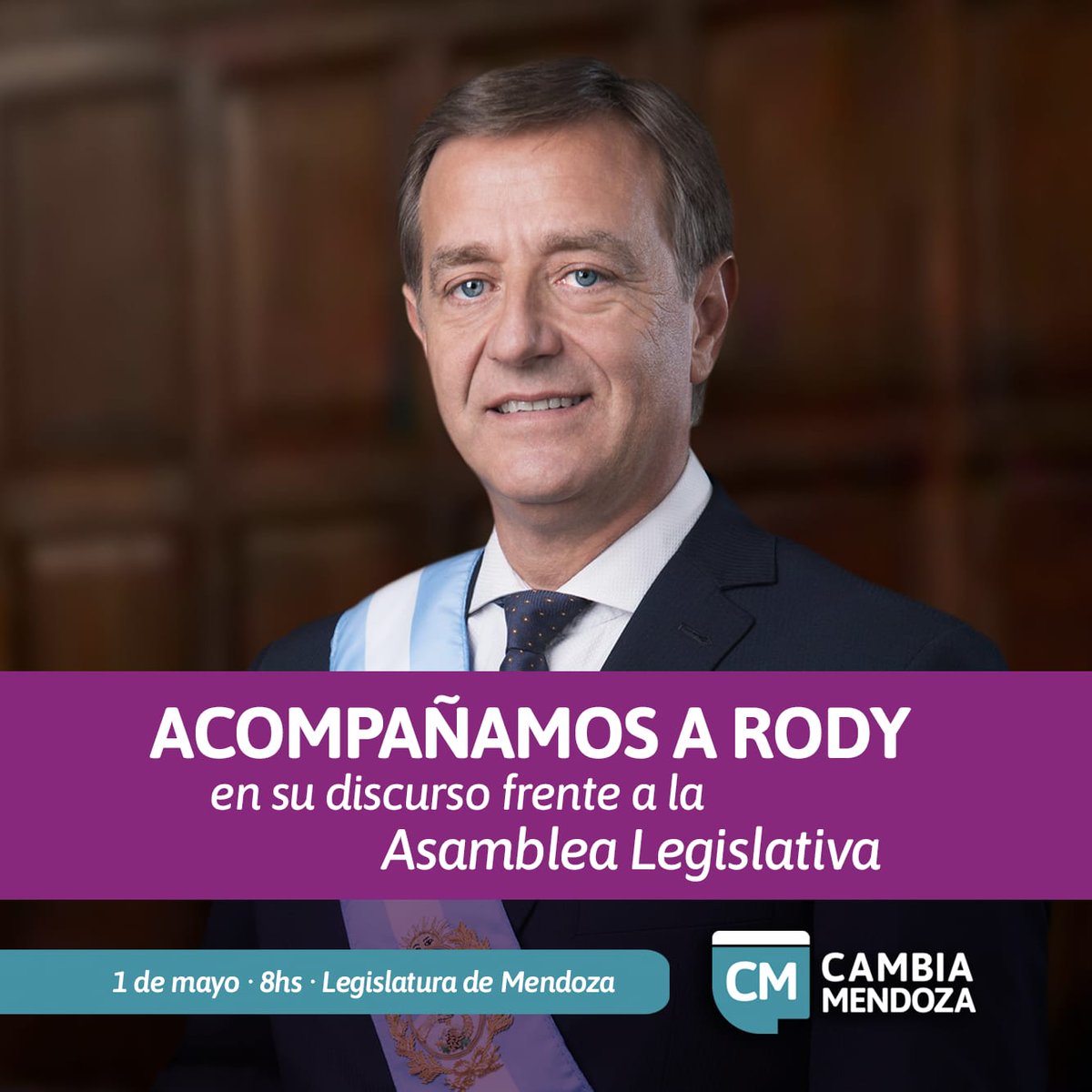 👋 Este lunes 1 de mayo acompañamos a @rodysuarez en su discurso ante la Asamblea Legislativa

🗓 Desde las 8 h, en la Legislatura de Mendoza