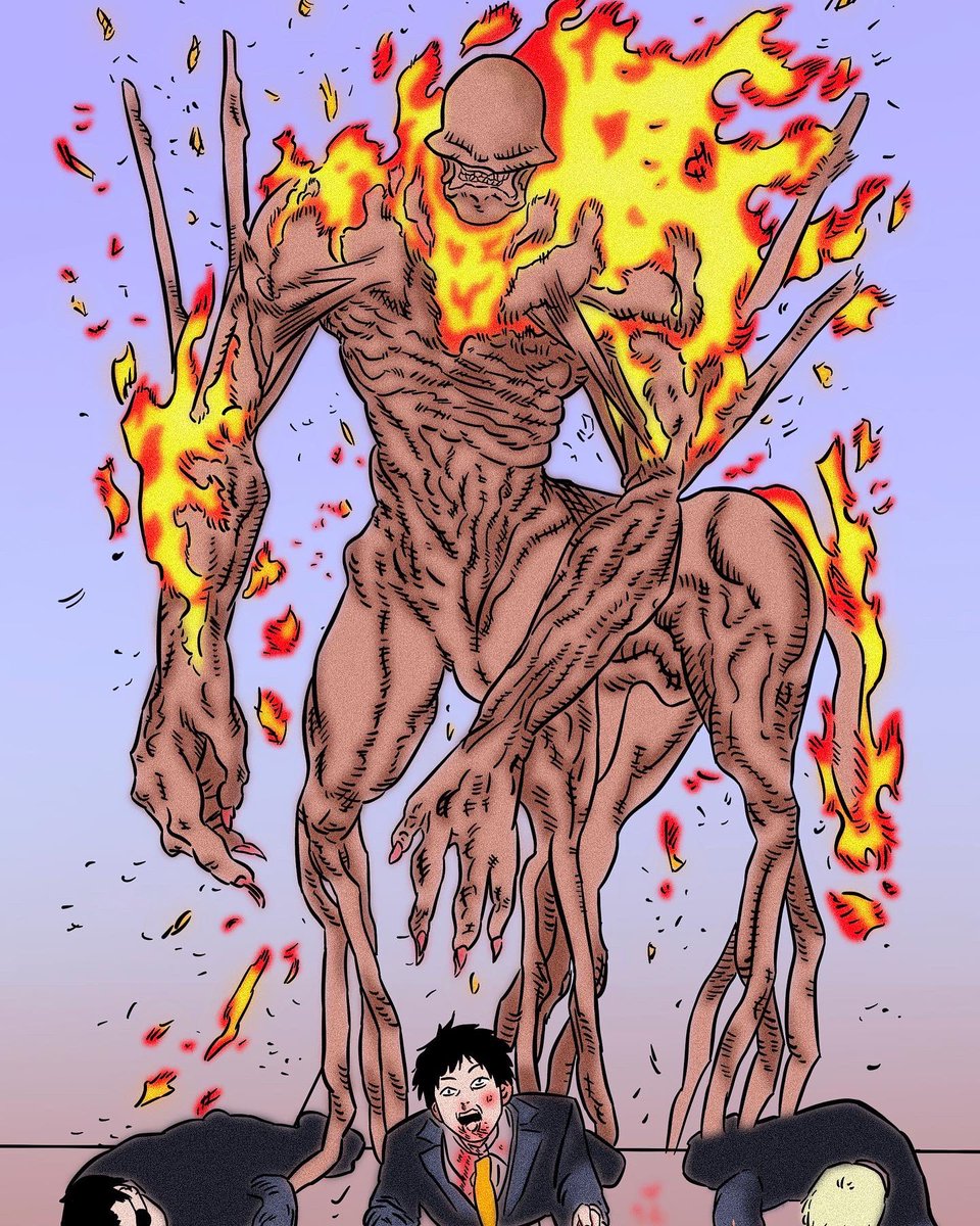 johnnyboy42997's tweet photo. Colored a panel from Chainsaw man. Has to redraw the lines but it was worth it to make the lines stand out #chainsawman #helldevil #manga #coloring #procreate https://t.co/ksCZS0d4vJ