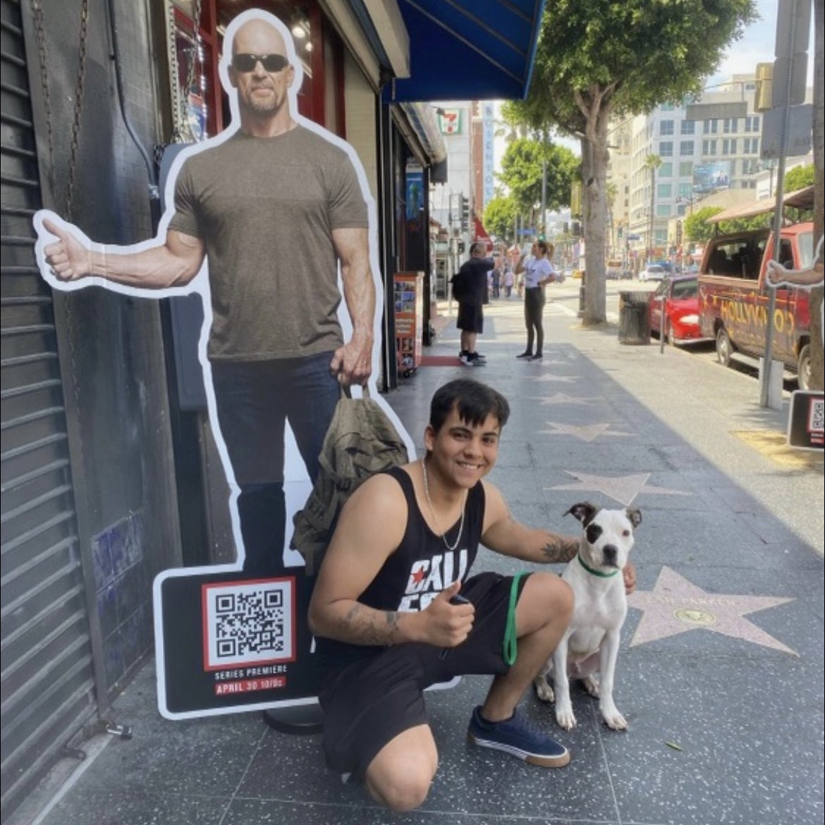 WWEonAE's tweet photo. “Stone Cold” is taking on America... LITERALLY! Look out for life-sized @SteveAustinBSR cutouts in select cities across the country this weekend &amp; share your photos using #WWEonAE! For more details, visit https://t.co/ayLJqHroec #WWEonAE https://t.co/F2rrcmwTjc