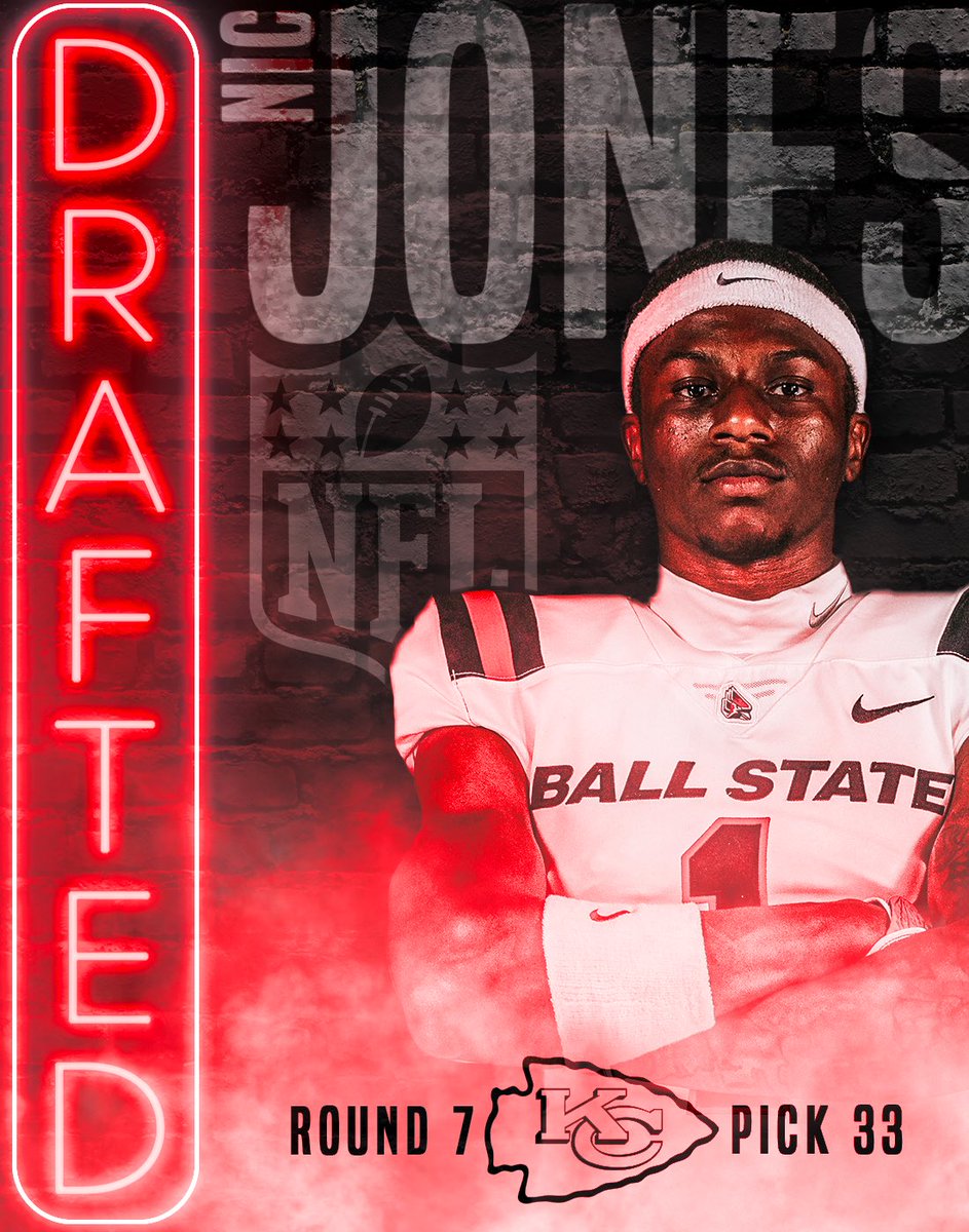 The pick is NIC!!! Nic Jones is Ball State’s first draft pick since 2020, chosen in the seventh round by the defending Super Bowl champs! 📰: ballstatesports.com/NicJones #1AAT x #WeFly