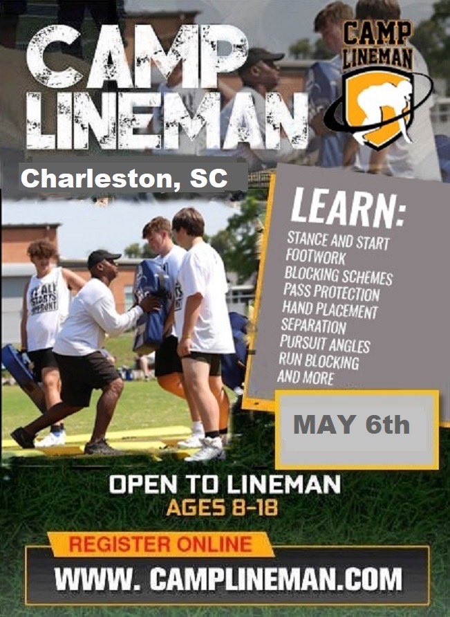 camplineman.com/camp-lineman-c… #CharlestonSC #camplineman <a href="/sc_scoop/">SCFootballScoop</a>