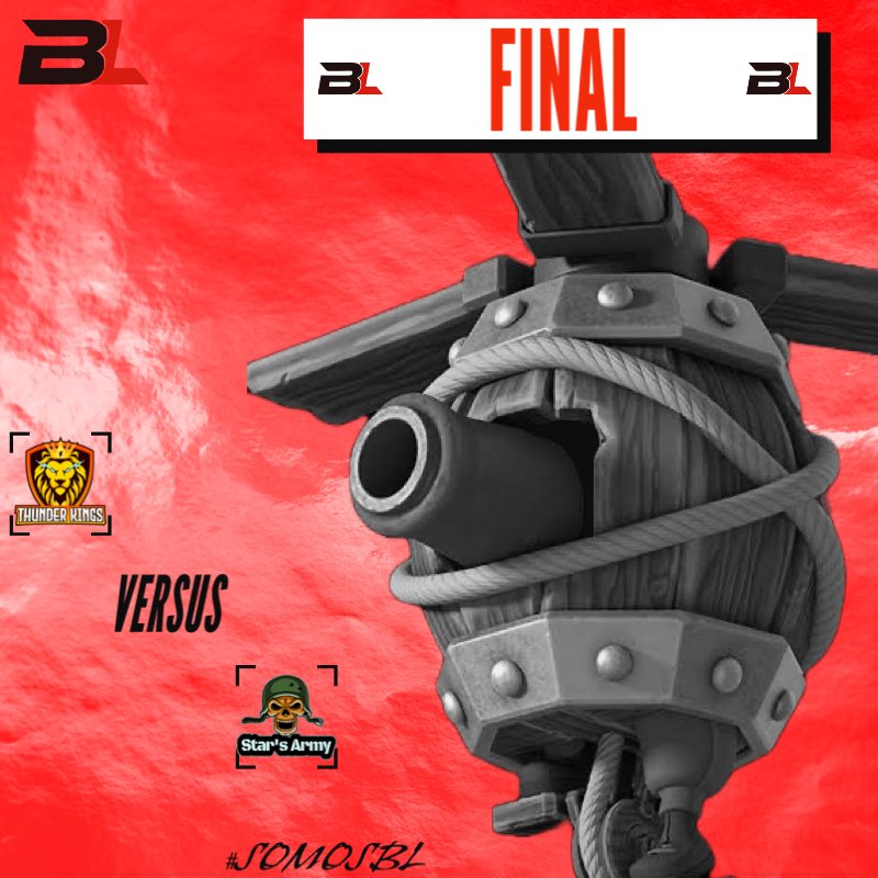 [#ClashRoyale] | #Final 

Hoy es la gran final de esta primera edición donde se enfrentarán estos 2 grandes equipos, mucha suerte y vamos con todo!!🔥

<a href="/ThunderKingscr/">Thunder Kings</a> 🆚 <a href="/TEAMARG15/">⭐Star's Army⭐️</a> 
⏰ 18:00 🇲🇽
📝5v5 Koth, 3v3 Koth y 1v1 Bo5

#SomosBL🔥