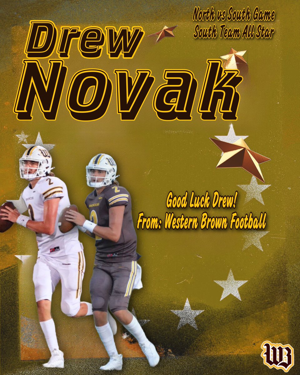Very proud of Drew for competing in the North/South All-Star Game at Massillon today!! He threw from 3TD and led the South to Victory!! Drew is only the second player from WB to be selected for this game!! Ashland is getting a big time player!! #RiseAsOne #BrownCountyBuilt