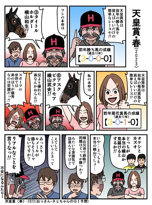 おっさん・ネェちゃんのG1予想(と言う名のただの雑談)マンガ

天皇賞(春)・2023 