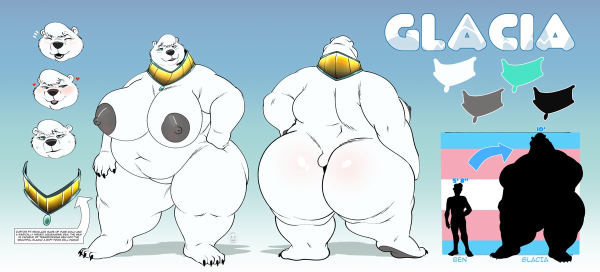 The full ref sheet for Glacia :P

Art by <a href="/hadouthechar/">had0uthechar.bsky.social (18+)( 🪪➡️📌)</a> <3