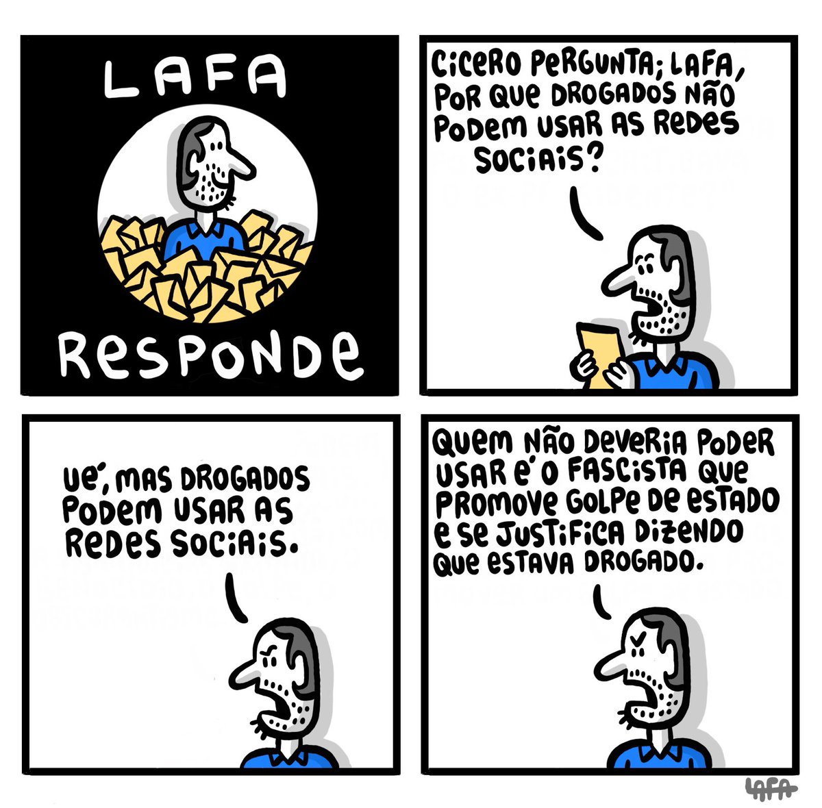 UltraLafa's tweet photo. Promoção “Lafa responde”

Manda uma pergunta inbox e 50 R$ no Pix ultralafa@gmail.com que eu faço uma tirinha com a resposta.

Envio em alta por e-mail junto com uma singela dedicatória. https://t.co/Qa58GO1fAw