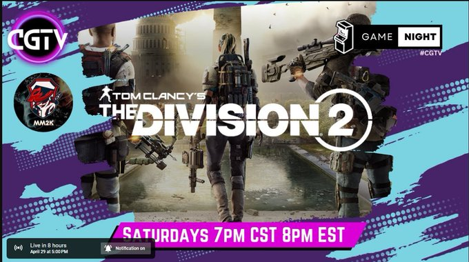 MM2K's tweet photo. 🚨45 Mins left! 🙌
💥#CGTV #GAMENIGHT 🎮 Continues!
I'm hosting Division 2: 5PM PT | 8PM ET | 1AM UK

📺See Stream Here:
https://t.co/6rOUnqXLxR
🗣️Join Discord Here to be part of stream:
https://t.co/H40BQhxGmk https://t.co/70ZiYMLR76