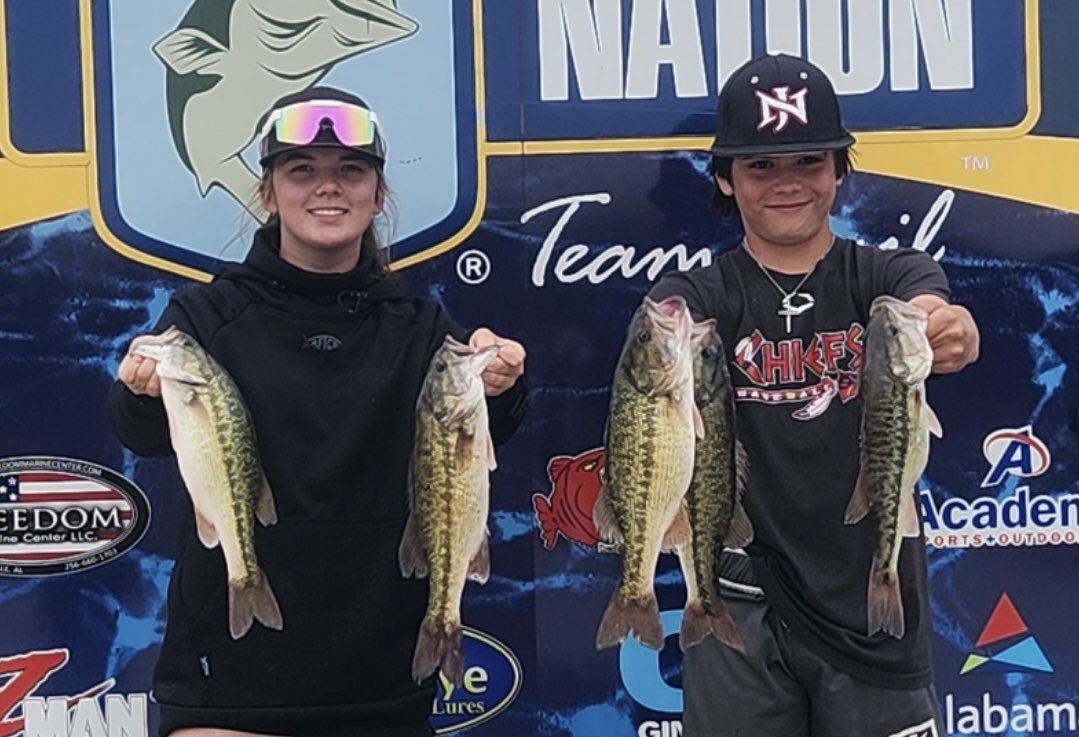 North Jackson’s Cambree Matthews and Rylan Beavers finished eighth in the 2023 Alabama Bass Nation Junior Division State Championship Tournament at Logan Martin Lake with five fish weighing 10.21 pounds.