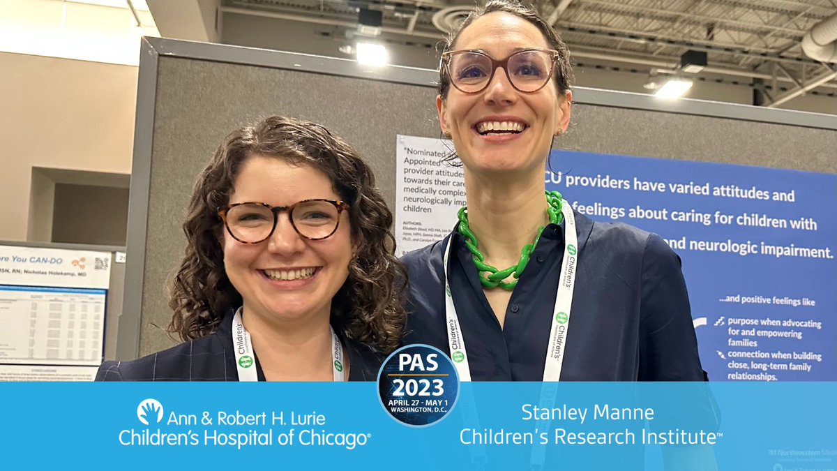 Drs. Elizabeth Breed and Carolyn Foster <a href="/CarolynFosterMD/">Carolyn C. Foster, MD, MS</a> at today’s #PAS2023 poster session, sharing “Nominated and Appointed” — PICU Provider Attitudes Towards Their Care of Medically Complex, Neurologically Impaired Children <a href="/LurieChildrens/">Lurie Children's</a> <a href="/NUFSMPediatrics/">Pediatrics at Feinberg School of Medicine</a> <a href="/PASMeeting/">Pediatric Academic Societies</a>