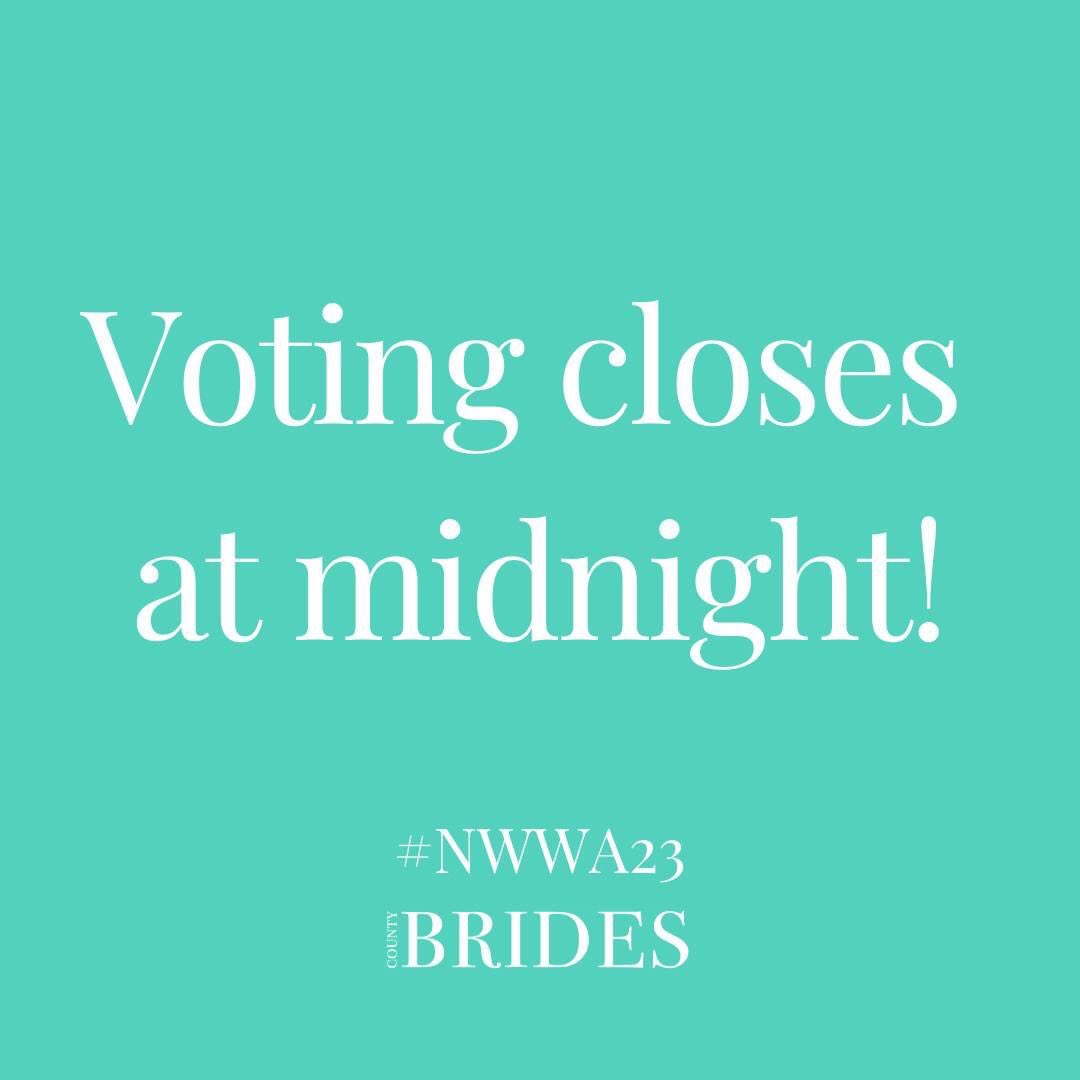 GO, GO GO! There's just hours left to vote for your best wedding venue & suppliers in the North West region!

Click here 👉 bit.ly/43tlHgY

#NWWA23 #NWWA2023 #Countybrides #northwestweddingsuppliers #northwestweddingvenue #NWWA #northwestweddingawards