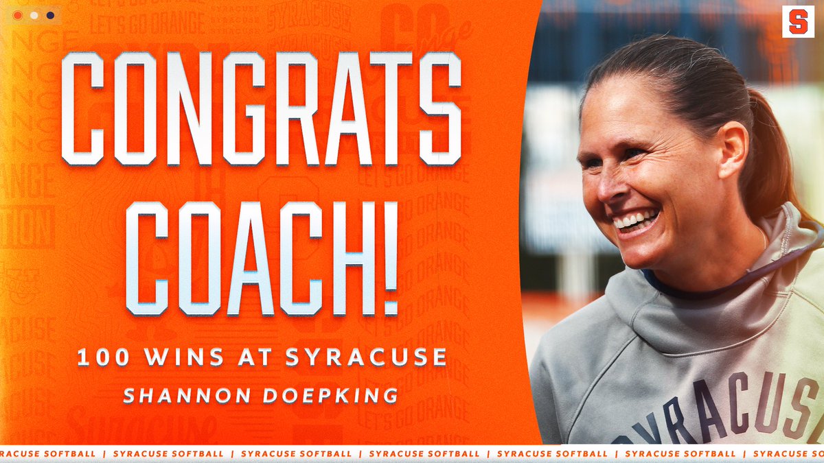 CuseSB's tweet photo. 𝑯𝒊𝒕𝒕𝒊𝒏𝒈 𝒕𝒉𝒆 𝑪𝒆𝒏𝒕𝒖𝒓𝒚 𝑴𝒂𝒓𝒌 💯

Congrats to head coach Shannon Doepking on her 100th win at Syracuse! 👏 https://t.co/K5B9hLcu80