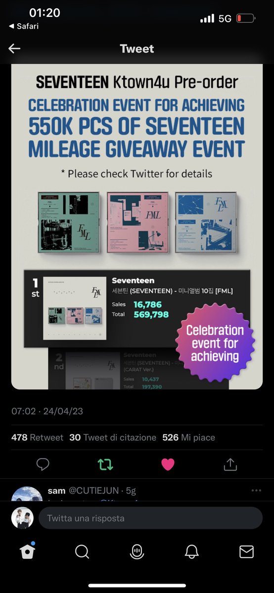 wonpetale_'s tweet photo. @Ktown4u_com congratulations to my boys! SUPER DESERVE !! 😮‍💨 @pledis_17 

#SVT_Ktown4u_550K_Celebration https://t.co/CK1uR9cGXg