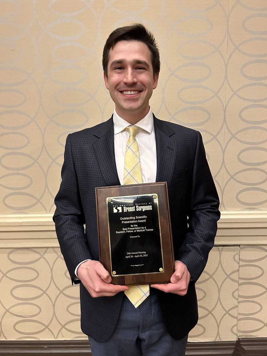 Congrats to Robert Pride, MD, Mass. Hospital/Brigham and Women's Hospital/Dana Farber Cancer Institute, recipient of the Outstanding Scientific Presentation Award.#ASBrS23